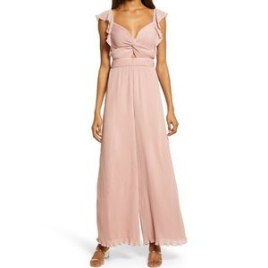 floret studios plisse pleated wide leg jumpsuit
